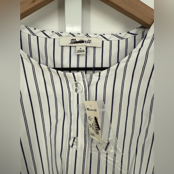 Madewell Puff-Sleeve Button-Up Top in Stripe Size 0 - Picture 6 of 9